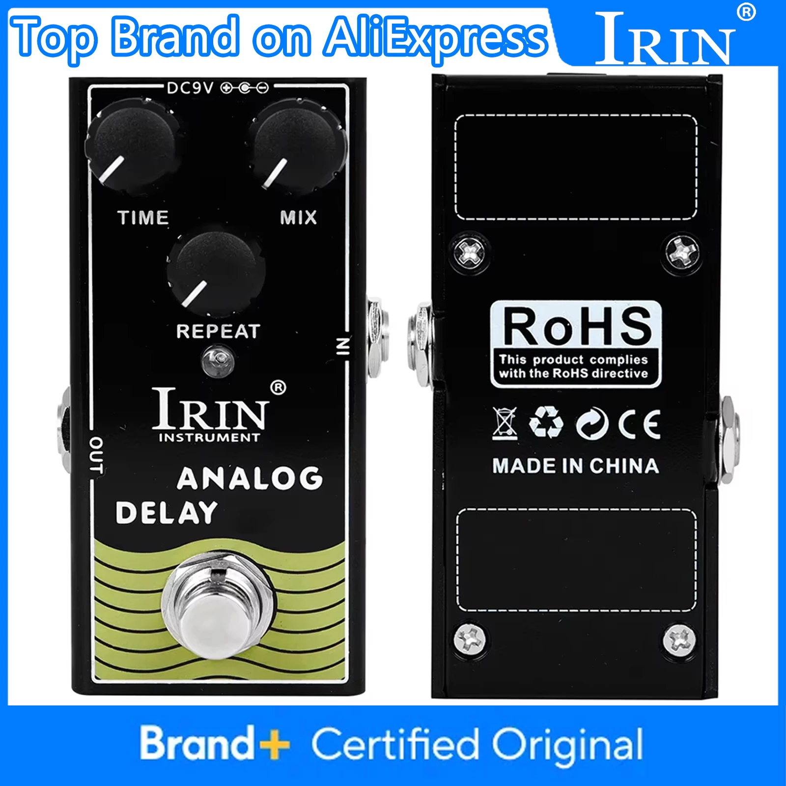 

IRIN RF-10 ANALOG DELAY Педаль эффектов для гитары с цифровой задержкой Педаль эффектов для электрогитары Запчасти и аксессуары для гитары True Bypass