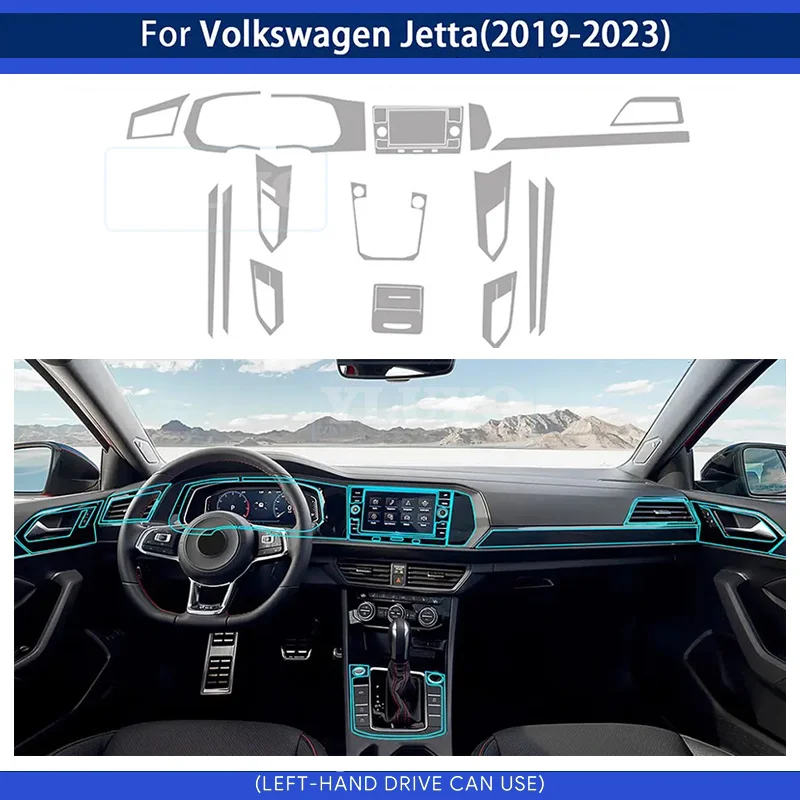 

Tpu Interior Film for Volkswagen VW Jetta 2019-2023 Car Stickers Center Console Screen Dashboard Gear Door Windows Panel Decal