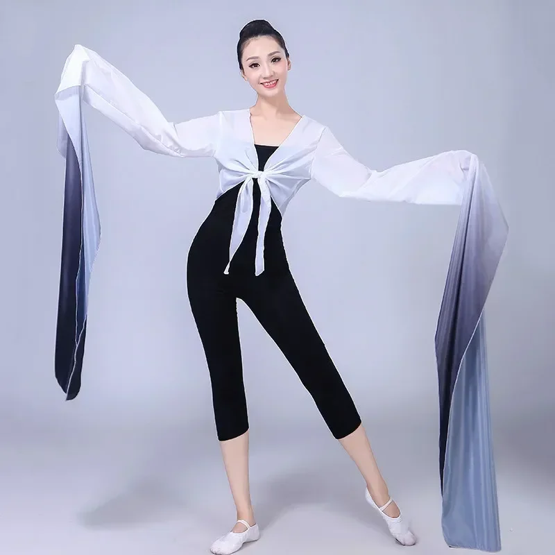 다색 Hanfu 워터 슬리브 성인 어린이를위한 클래식 베이징 오페라 티베트어 댄스 연주 연습 Yangko Clothes