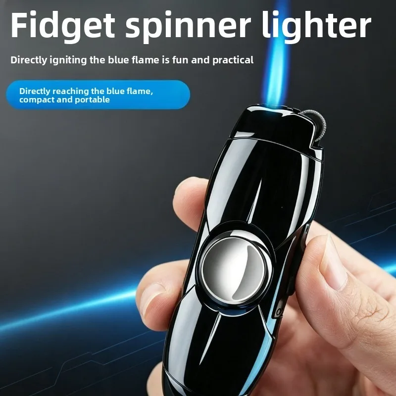 Internet Celebrity Stress-relieving Fingertip Top, Direct-to-blue-flame Inflatable Windproof Lighter, Creative Metal Igniter