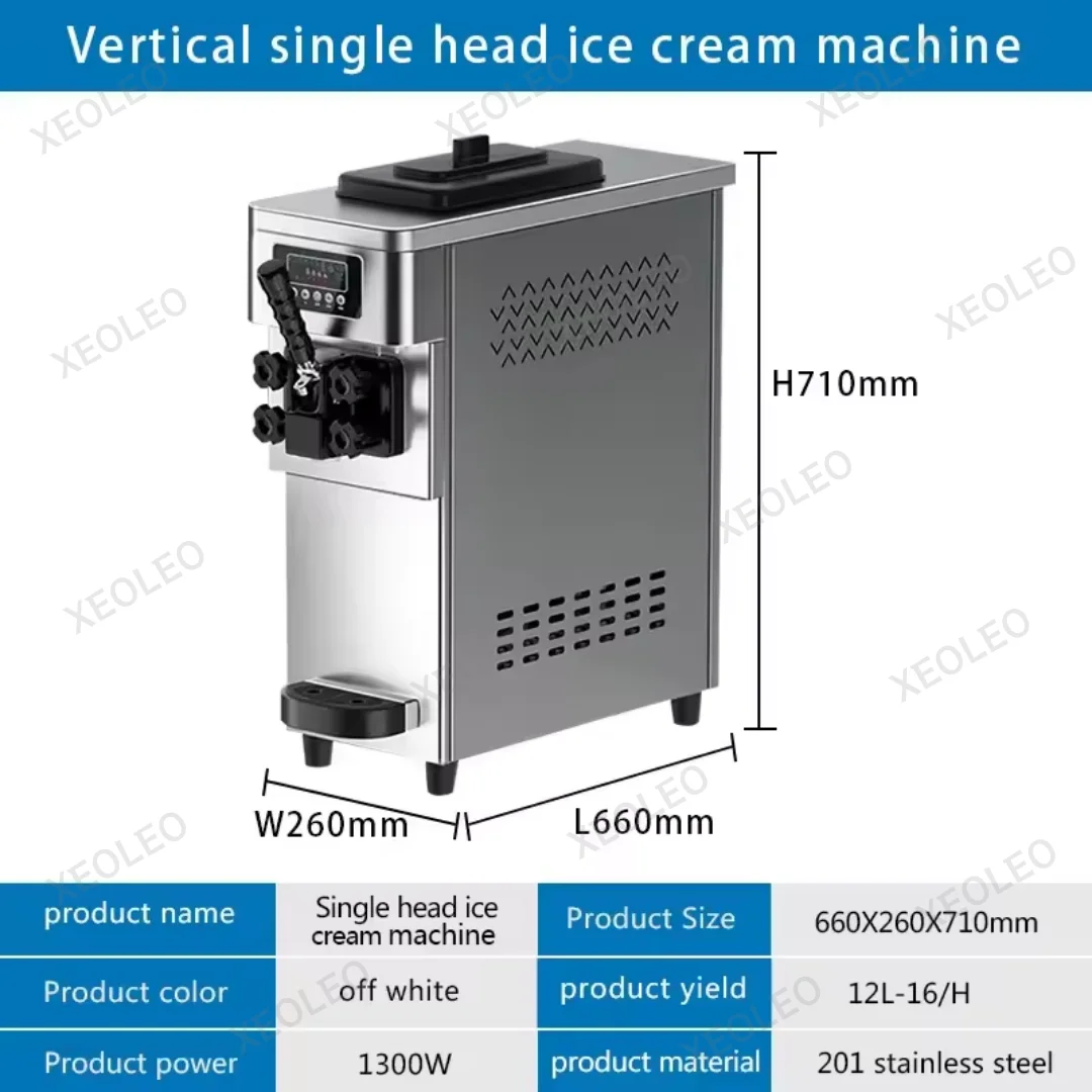 Commercial 1-Flavor Soft Ice Cream Machine 18-25L/H Automatic Maker with Pre-cooling Function