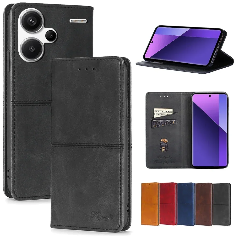 Redmi Note 13 Pro Book Case Bussiness Magnetic Flip Cover For Xiaomi Redmi Note 13 13R Pro Plus 13C 5G 4G Leather Case Card Slot