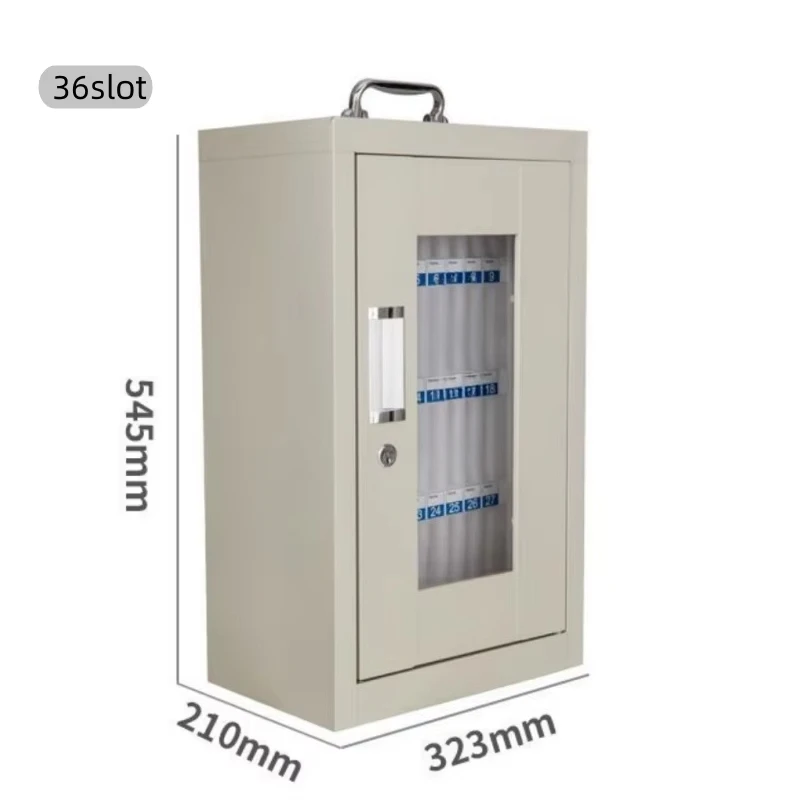 Low MOQ Steel Wall Mounted Mobile Phone Cabinet 24 36 Slots Transparent Window Company Employee Mobile Phone Storage Box