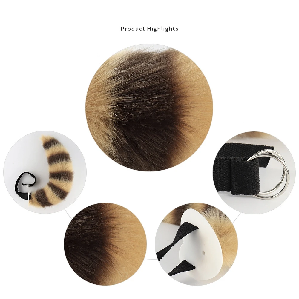 New Simulation Fox Tail Cosplay Exhibition Hand-made Stuffed Animal Tail Adjustable Wolf Tail Accessories Cosplay Props