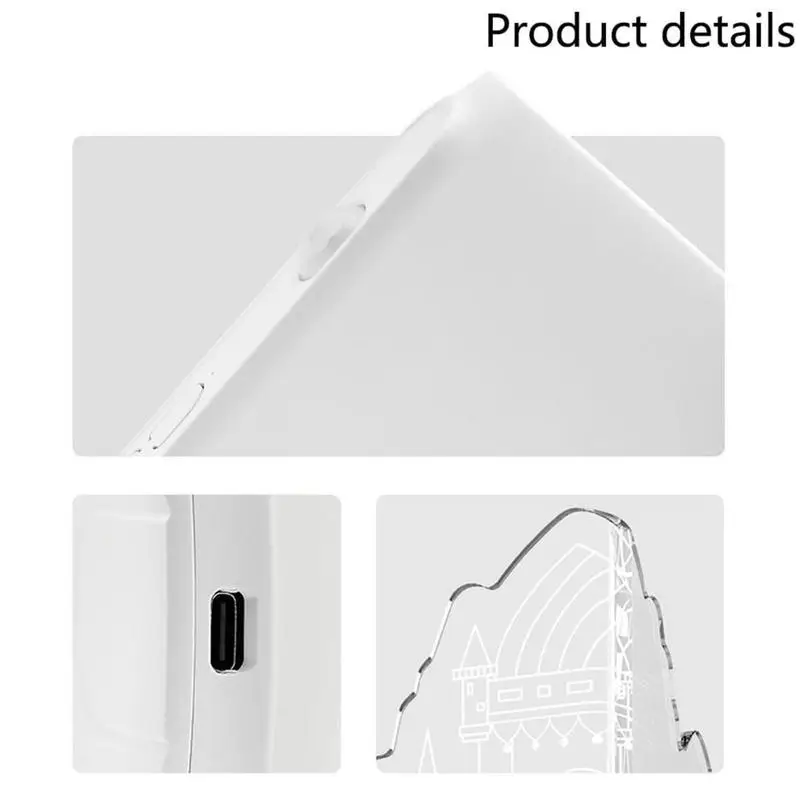 Lámpara de luz nocturna Castle, Base magnética recargable, Sensor de esquina tipo C, acrílico, modo siempre encendido/detección, lámpara de mesa
