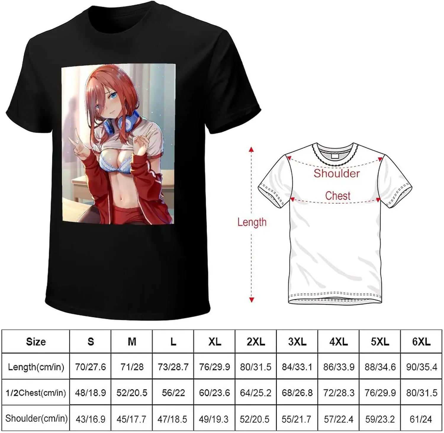 Men's Short Sleeve T-Shirt, The Quintessential Quintuplets, Nakano Miku [Cotton Fabric, Soft Underwear, Comfortable] Character P