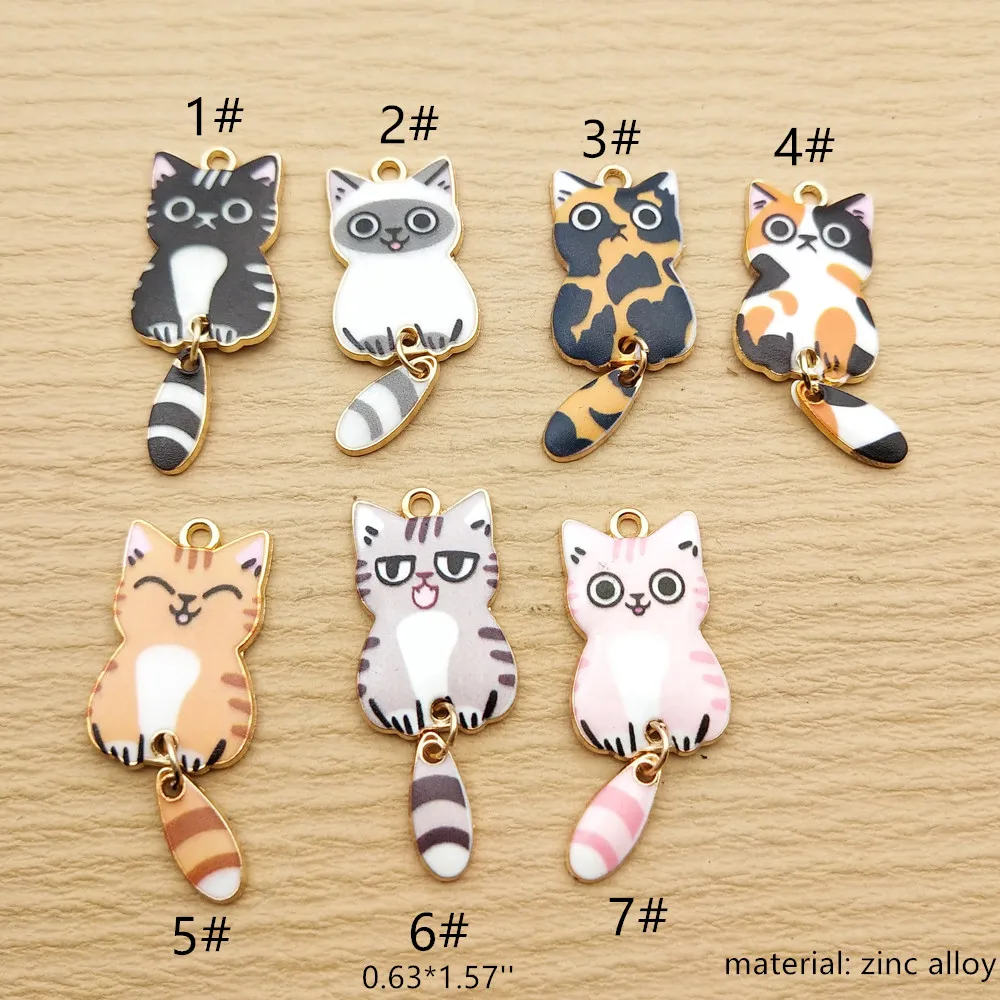 10pcs Cute Cat Charm for Jewelry Making Necklace Earring Bracelet Pendant Diy Accessories Alloy Metal Gold Plated