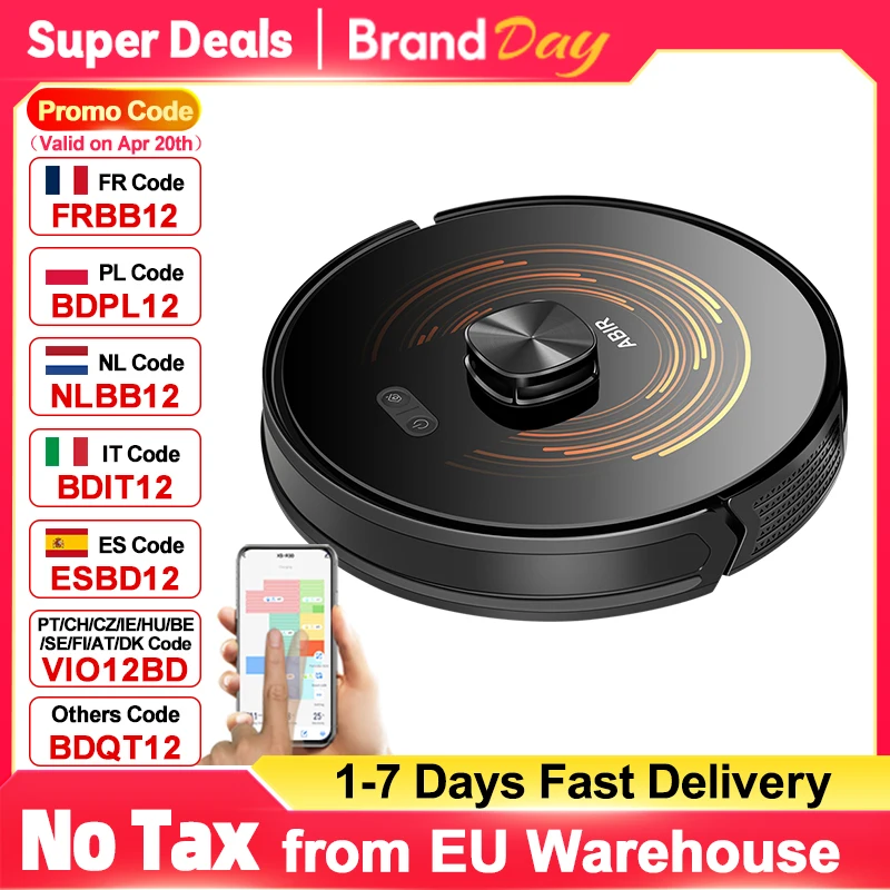 Robot aspirateur ABIR X9, Lidar Laser, aspiration 6500pa, nettoyage UV, carte multi-étages, zone restrée par application, vadrouille sèche et humide pour maison intelligente