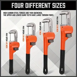 Heavy Duty Pipe Wrench Set with Soft Grip Handles, Adjustable 8