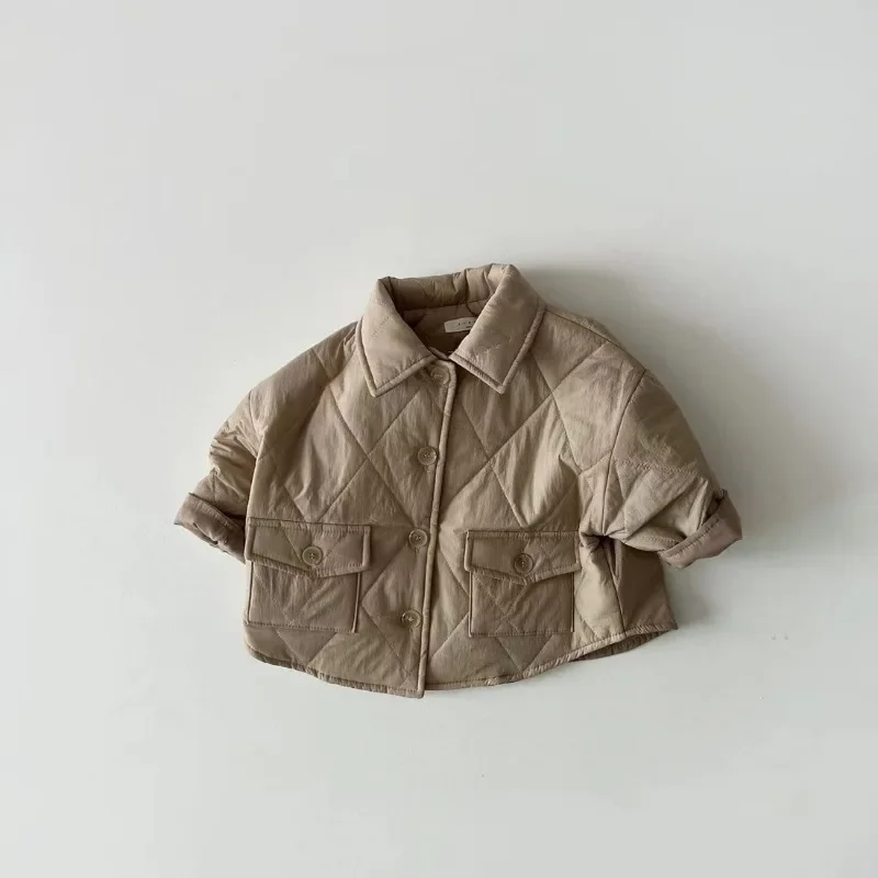 Chaqueta acolchada de algodón ligera para niños y niñas, Chaqueta de algodón para niños, abrigo cálido de otoño, Top liso de moda para bebés de otoño e invierno