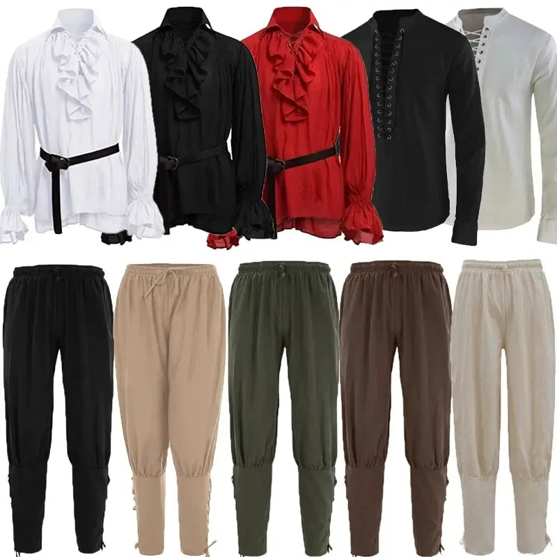 

Мужская одежда в стиле Ренессанс, средневековья, стейппанк, пиратская, для костюмов, повседневная, этническая, для сценических выступлений