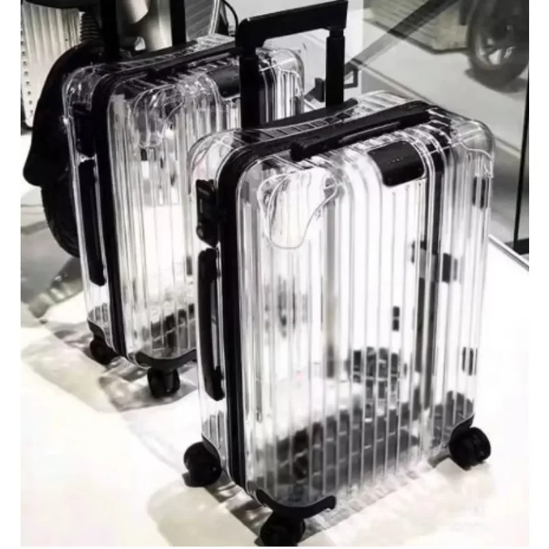 Transparent Suitcase Internet Celebrity Luggage Ultra-light 20/24 Inch Travel Bags Male Fashion Trend Password Trolley Female