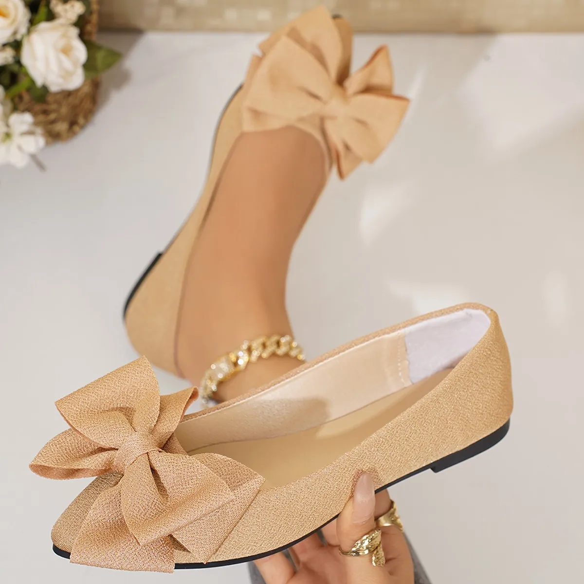 النساء الشقق ربطة أشار تو أحذية الإناث المشي فستان أحذية الربيع موضة أحذية غير رسمية الضحلة Zapatillas Mujer