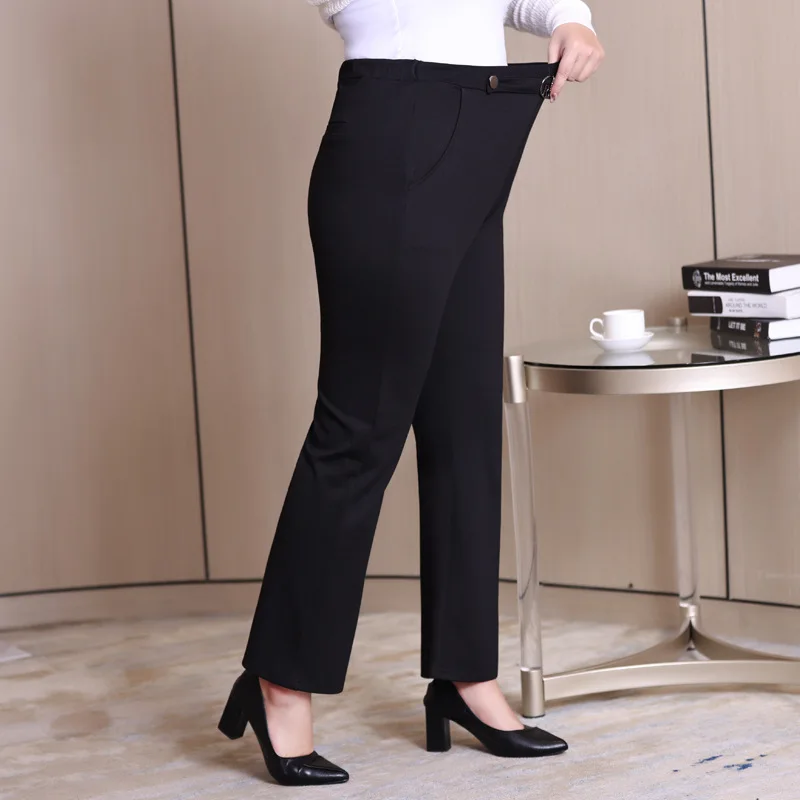 Outono calças formais femininas tamanho grande 7xl 6xl mais solto senhora escritório esticado elástico feminino preto menina roupas calças