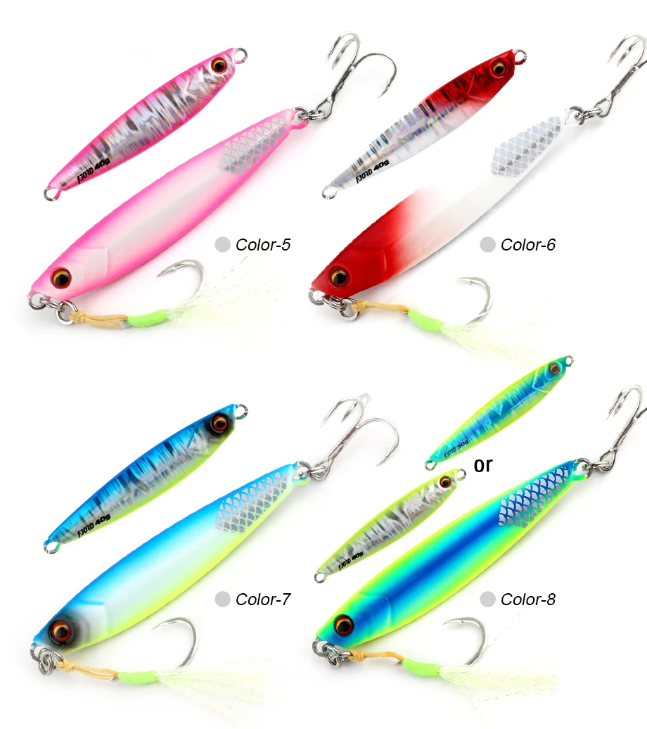 FJORD Flache, langsam leuchtende Metall-Jig-Blei-Angelköder, Salzwasser, 20 g, 30 g, 40 g, 60 g, Shore Casting, künstliche Köderhaken, Angelgerät – Detail 7