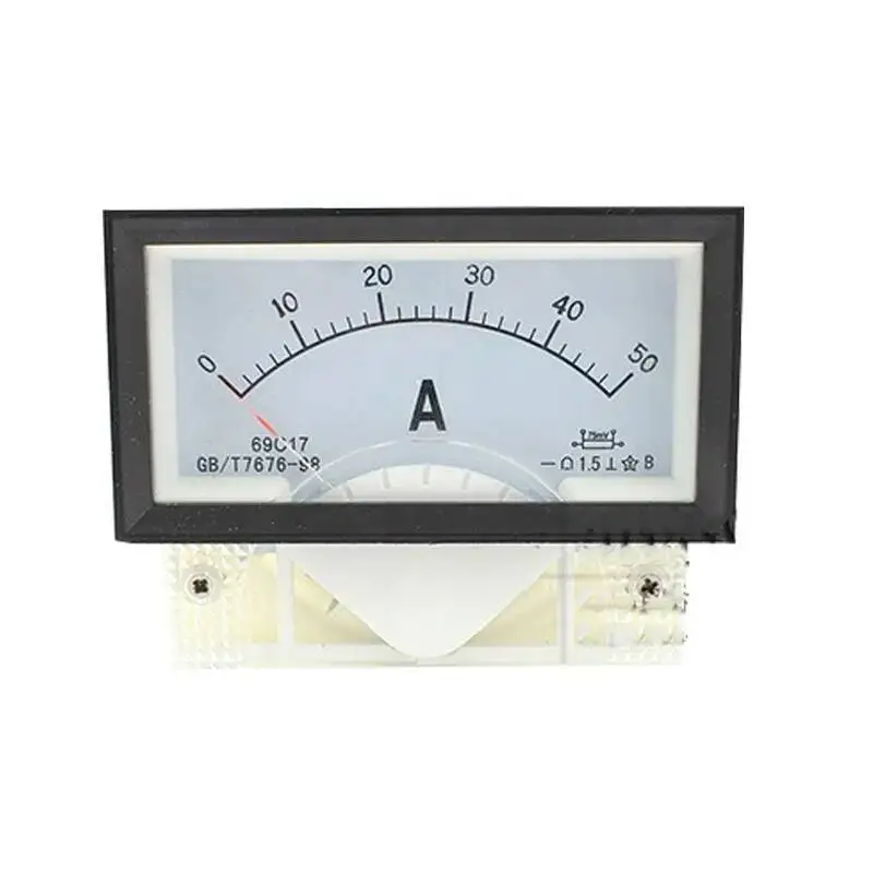 1PC 69C17-A 50A 100A 500A 1000A/75mV Analog Panel AMP Gauge DC Ammeter Use With Shunt Current Meter 85*46MM Amperimetro