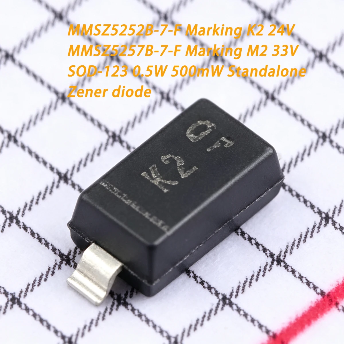 50PCS SOD-123 0.5W 500mW MMSZ5252B-7-F Marking K2 24V MMSZ5257B-7-F Marking M2 33V NEW Original Standalone  Zener diodes