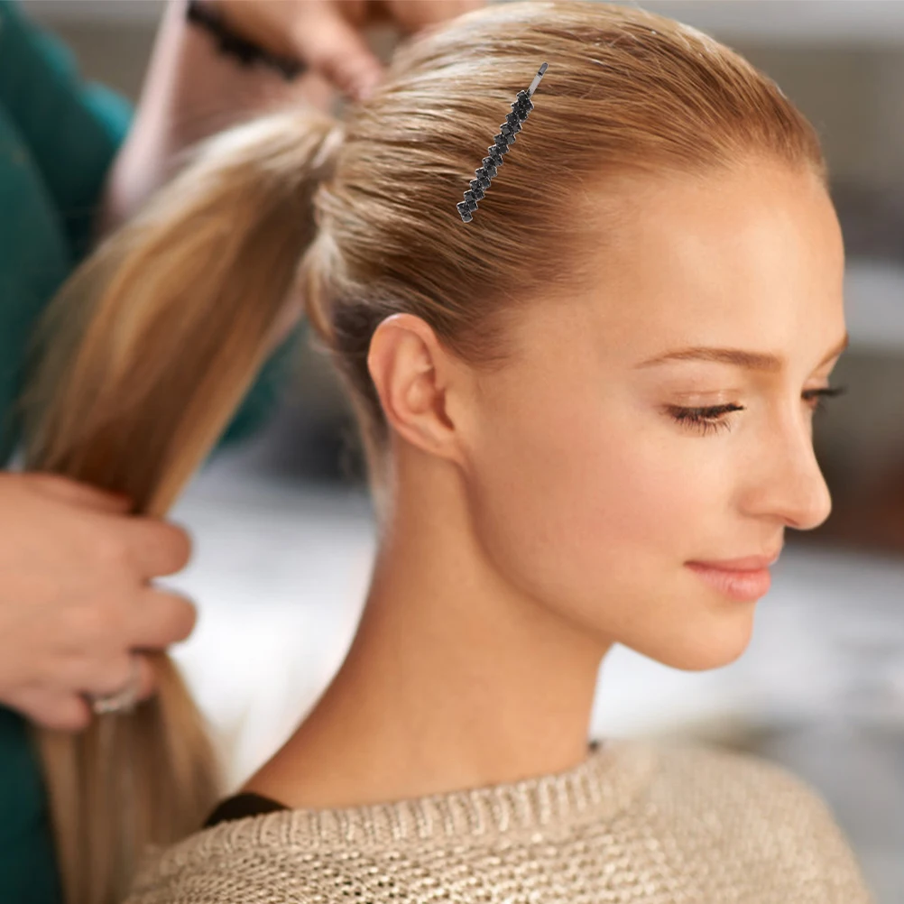 

2pcs 2 Pairs Hairpin Black Decorative Hair Clip Bobby Pins Rhinestone Decorative Metal Hair Clips Wedding Accessories