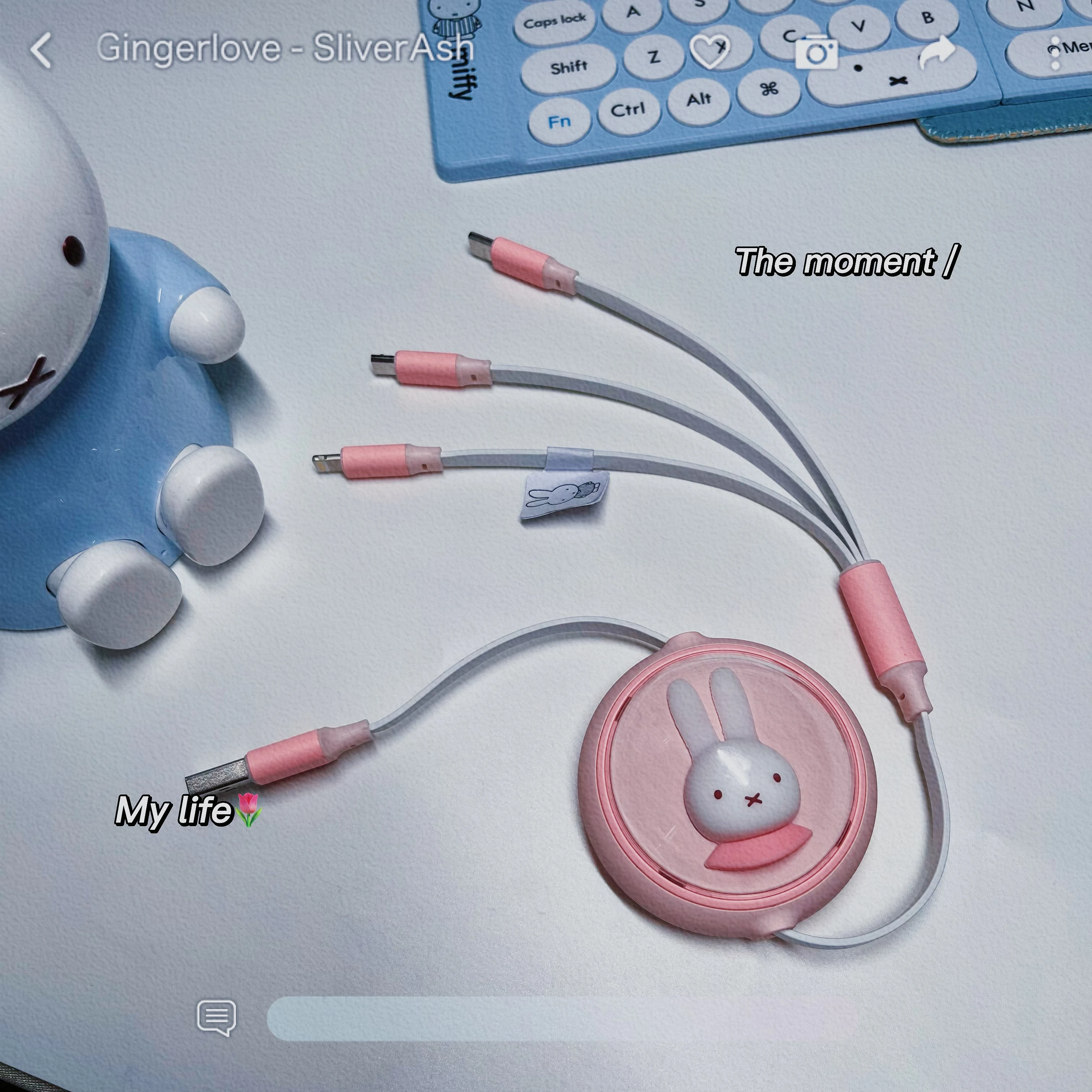 Miffy-Cable de carga retráctil 3 en 1, Cable USB C para iPhone 13 14, Cargador USB tipo C de carga rápida para 14Pro, Samsung y Xiaomi