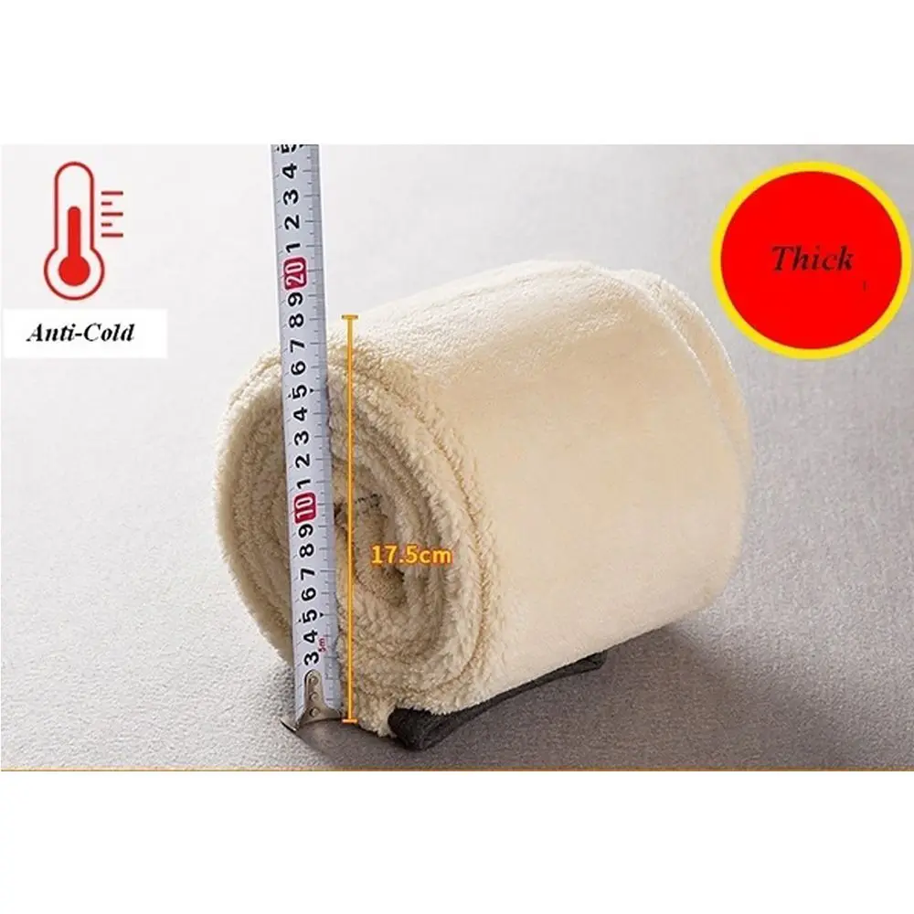 Thermal Fleece Lined Leggings Soft Fluffy High Waisted Cashmere Lambskin Warm Pants Women Girl