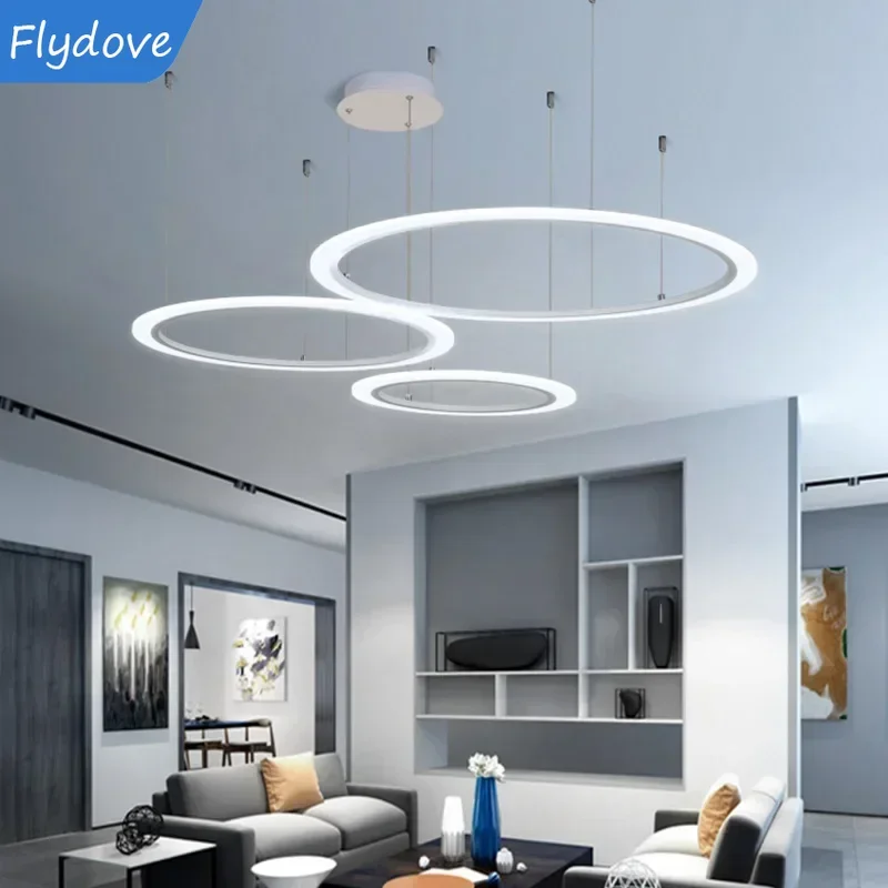 New Living Room Simple Modern LED Pendant Light Creative Personality Circular Hall Dining Room Bedroom Household Light