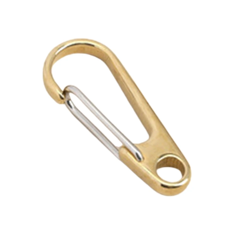 U90C D Ring Shape Pure Brass Carabiners Clips Keychain Hook Spring Snap Loop Indoor Outdoor Tools for Backpack Camping Hiking