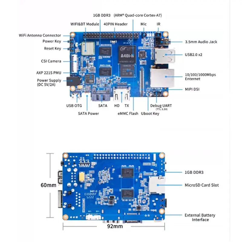 ABRI-For Banana Pi BPI-M2 Ultra Mini Quad-Core A40i 2+ 8GB Single Board Computer Open Source Hardware Development Board