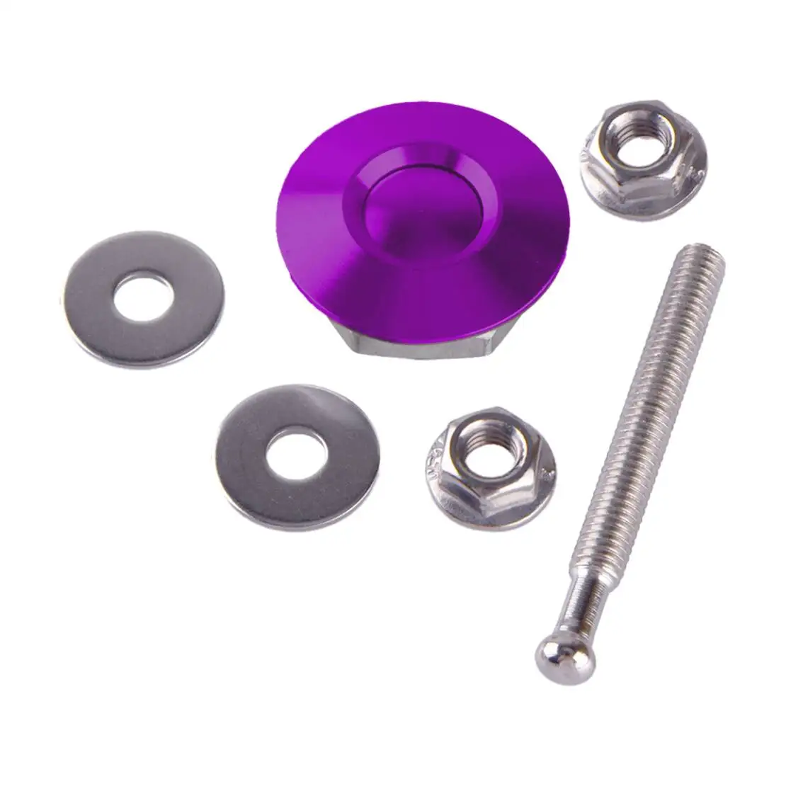 2pcs 30mm Universal Car Push Button Quick Release Hood Bonnet Pins Lock Clip Bumper Latch Purple Aluminum Alloy