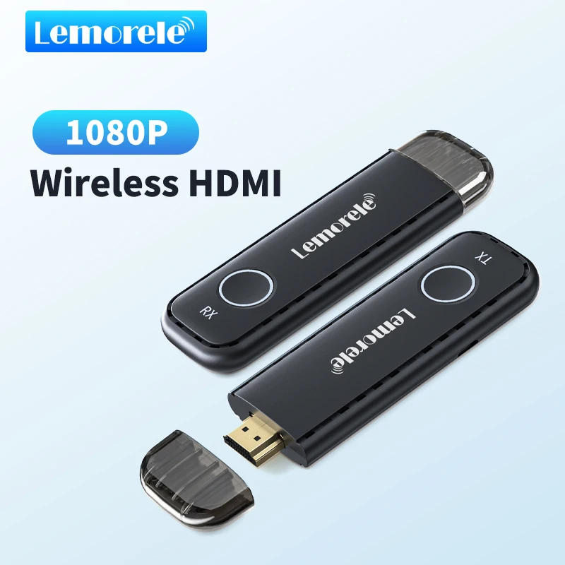 Lemorele 1080P HDMI Wireless Transmitter Receiver Display Dongle Extender AV Adapter Screen Sharing for Laptop TV Projector