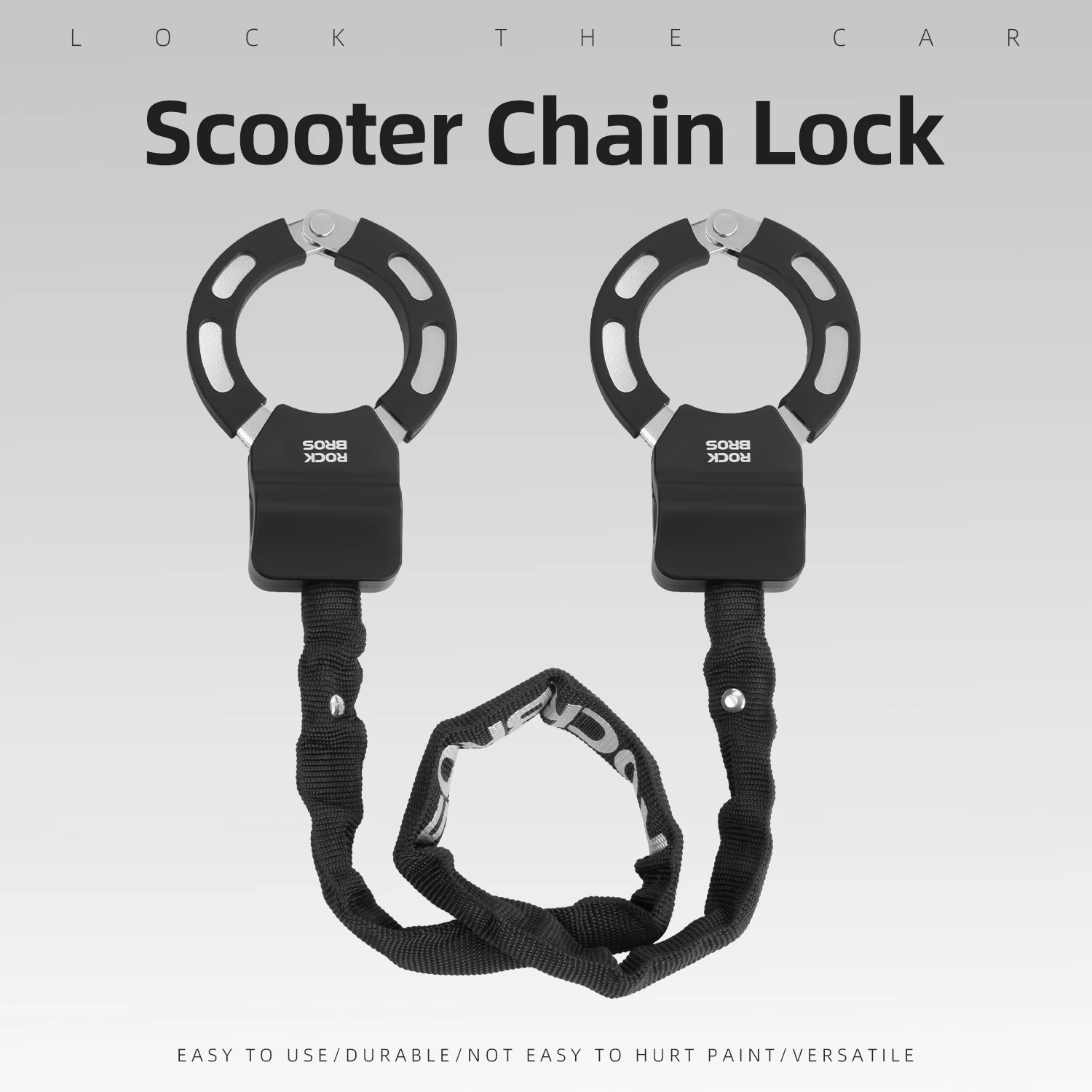 Durable Steel Keyed Anti-Theft Chrome-Plated Chain Ring Lock 59.5cm Electric Scooter Balance Bike Mountain Bike Road