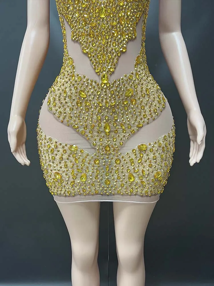 High Quality Rhinestone Elastic Vest Dress 2025 New Fashion Custom Women'S Clothing