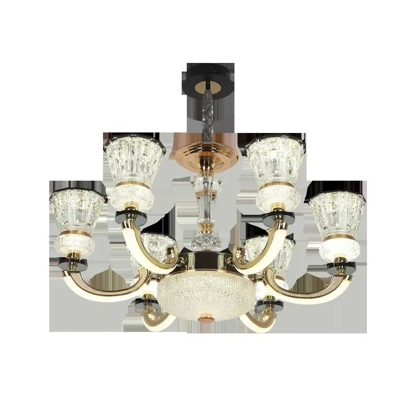 

Crystal chandelier, light luxury, European style, luxurious atmosphere, luminous headlights