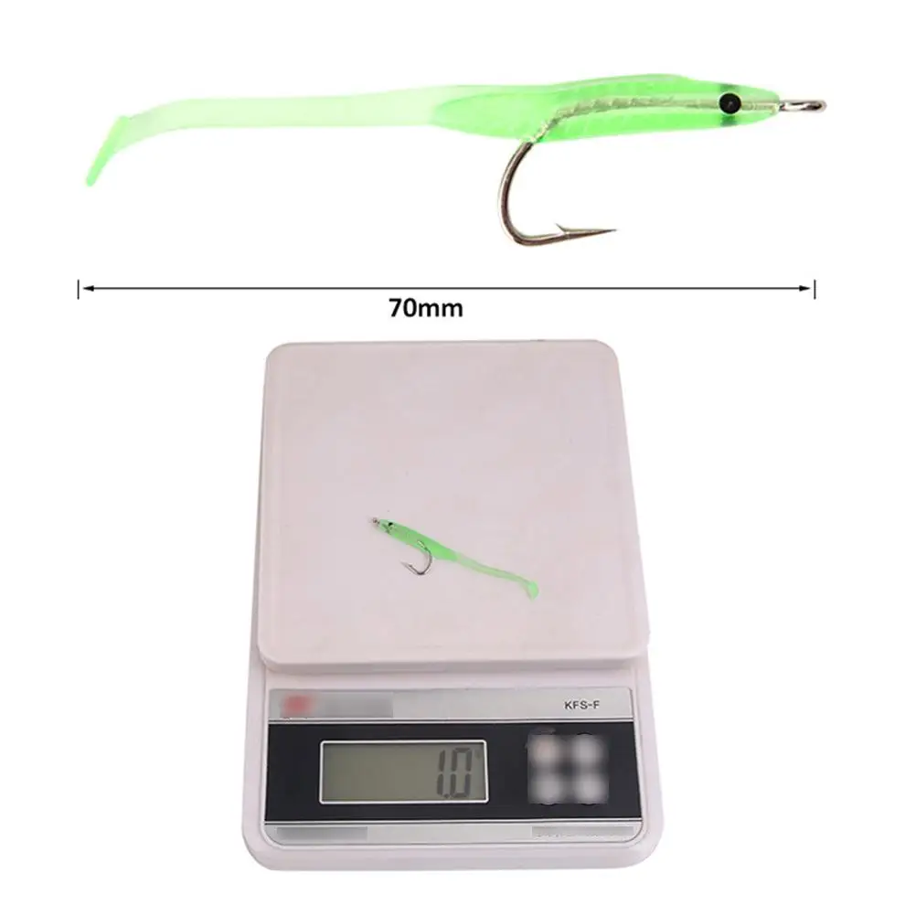 Kit de Señuelos de Pesca blandos, cebo de Anguila, anzuelo flotante de agua dulce para lubina, cebos biónicos con forma luminosa, 10 Uds.