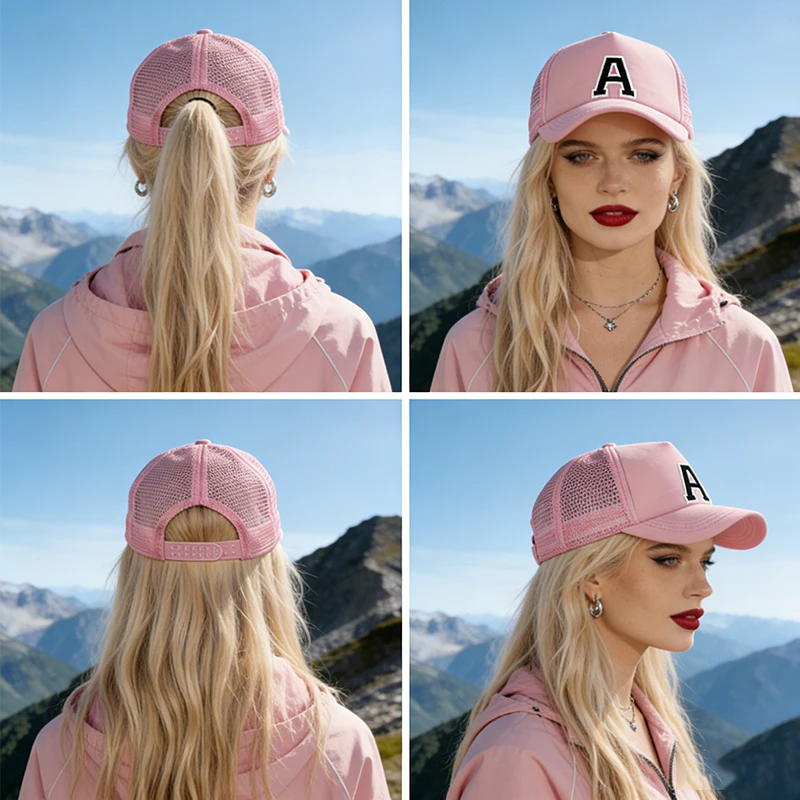 1PC Women's Personalized A-Z Letter Mesh Baseball Cap, Lightweight Breathable Outdoor Sun Hat,Outdoor Sun Protection Adjustable