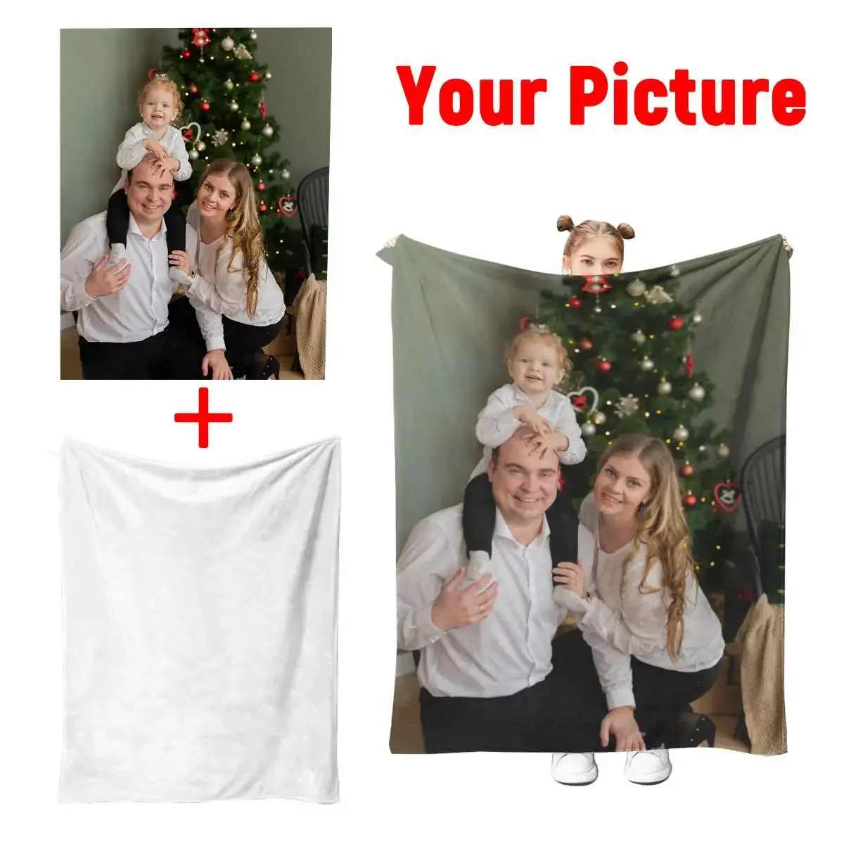 1 Custom Personalized Photo Blanket, High-Definition Digital Printing, Soft Flannel, Suitable for All Seasons, Gift Blanket for