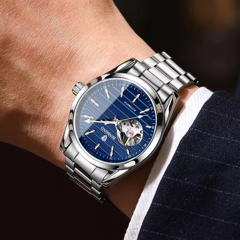 BINBOND Fashion High End Automatic Movement Men's Mechanical Watch Hollow Men's Watch Waterproof Business Watch Watches for Man view 2