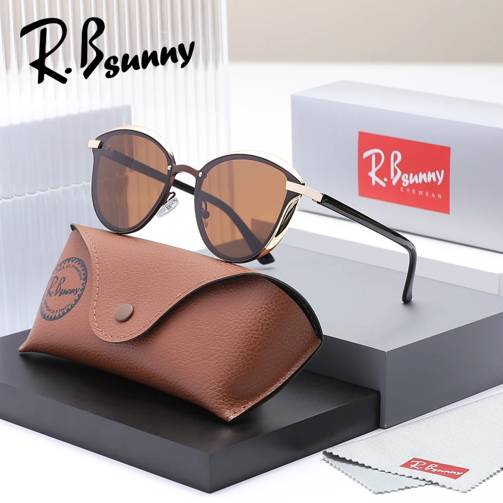 نظارات شمسية عصرية لعين القط بتصميم العلامة التجارية RBsunny نظارات غير رسمية مستقطبة للنساء فاخرة إطار معدني UV400 نظارات نسائية