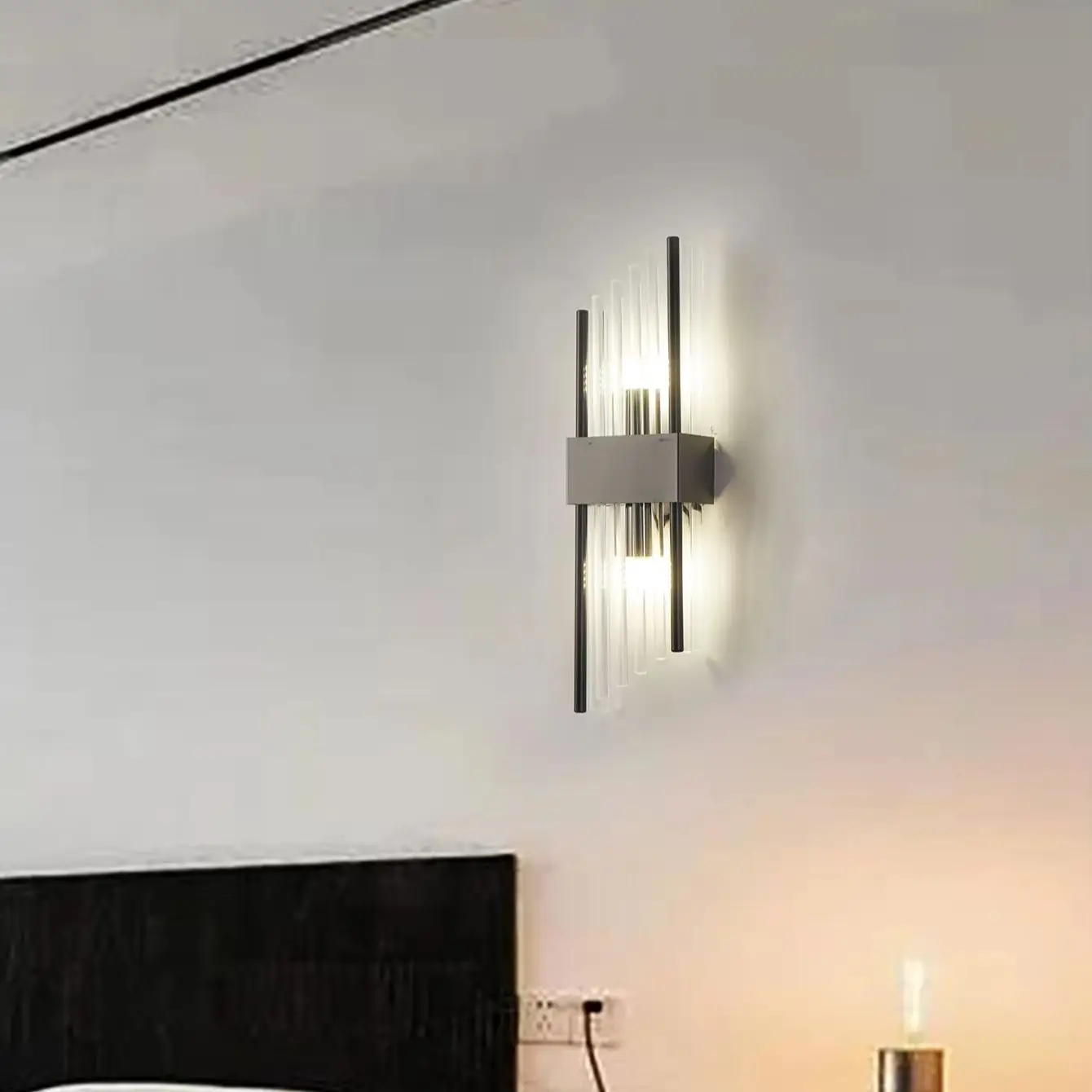Lámpara de pared de latón y vidrio moderna, luz LED neutra de 110-240V, brillo que cambia de 3 colores, estilo escandinavo para sala de estar, dormitorio de Hotel