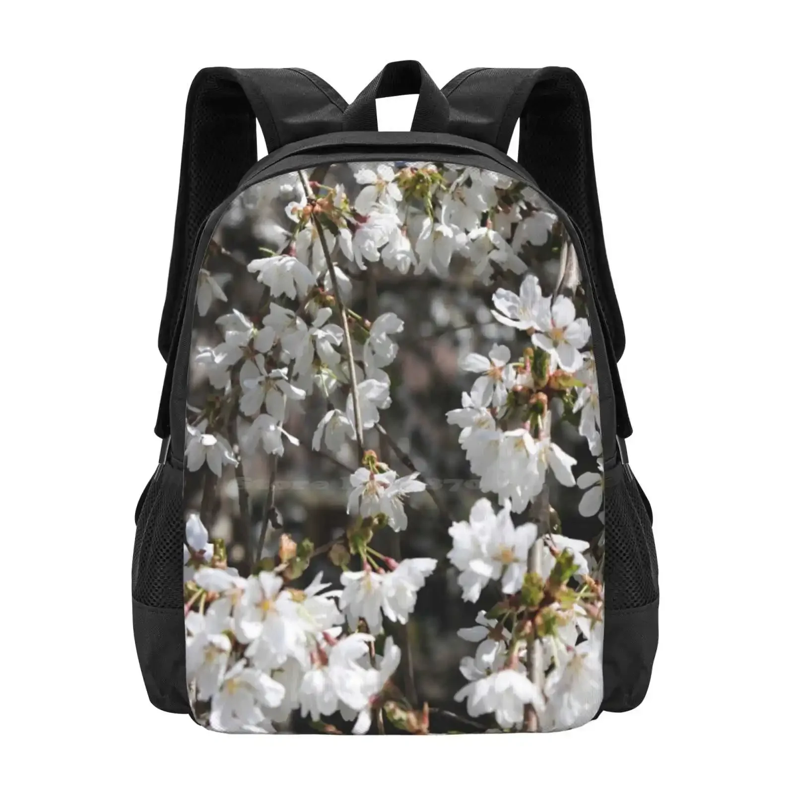 

Blooming Spring Flowers Hot Sale Backpack Fashion Bags Spring Blossoms Mother Nature Flowers Roses Dandelions Lilacs White