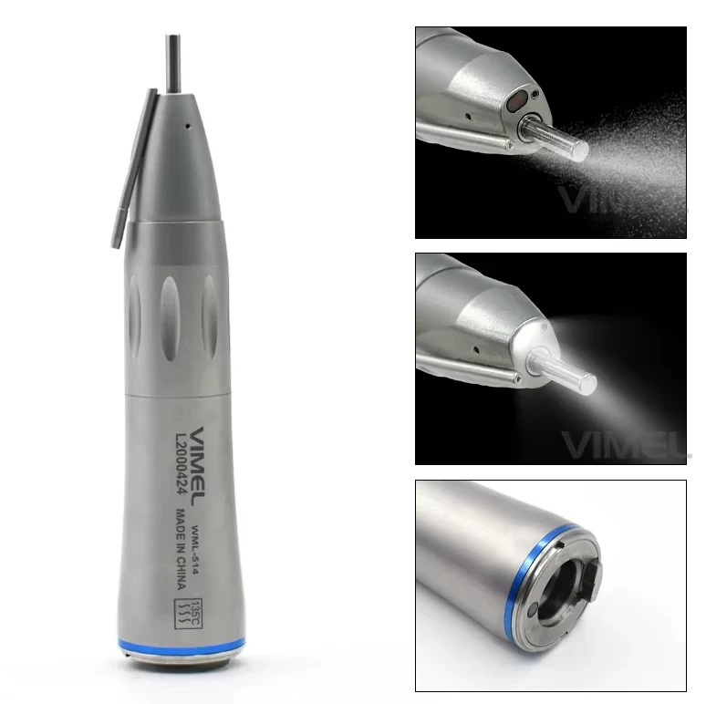 N Straight Handpiece 1:1 Fiber Optic LED Low Speed Handpiece with Nose Cone External Water Spray Handpiece