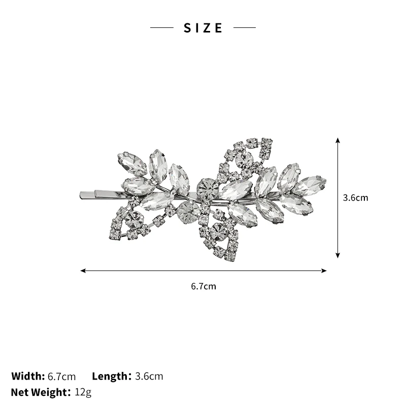 Bridal Rhinestone Side Flower Hair Clip Wholesale Wedding Hair Accessories for Girls