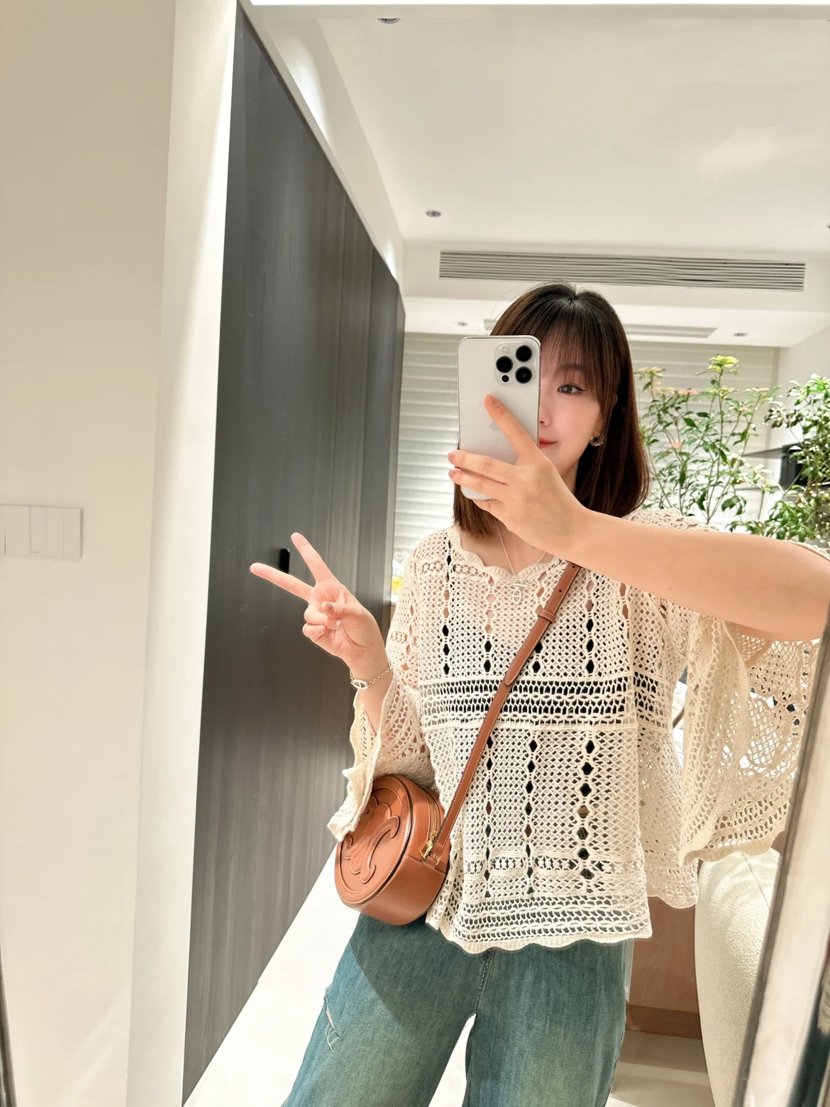 Summer popular trumpet sleeve knitted hollow out lazy and fashionable French style westernized design, sun proof casual loose to