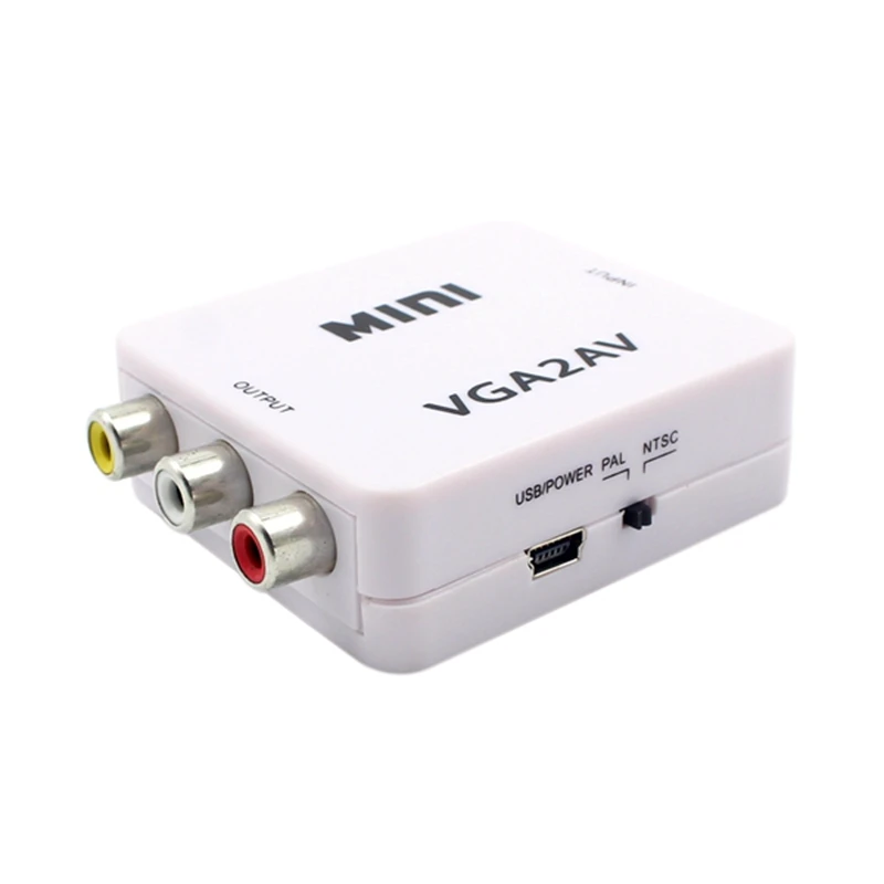 VGA to AV Mini Converter Scaler Adapter Support 1080P VGA2AV Converter PC to TV HD Computer to TVABGI