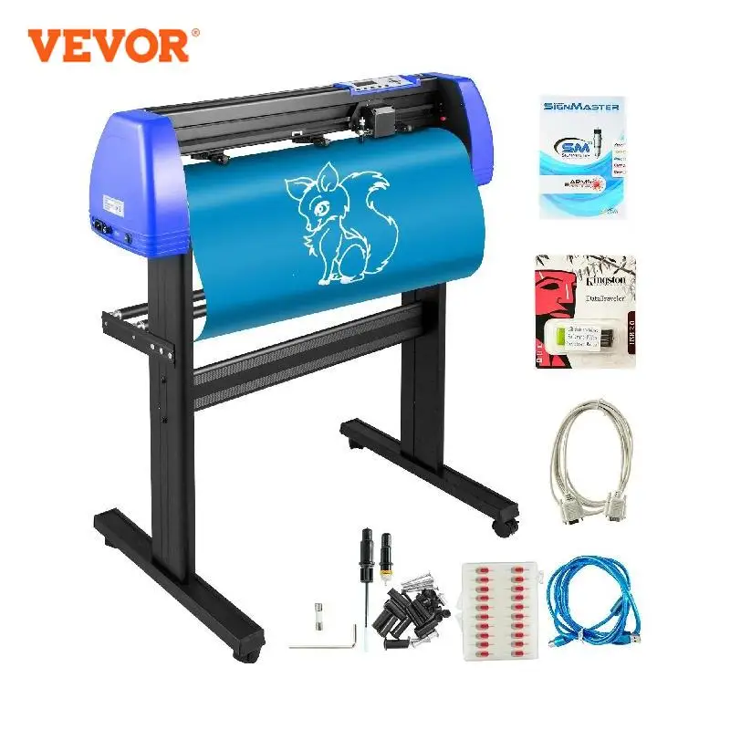 VEVOR 34 Inch Vinyl Cutter Machine With Floor Stand Vinly Sign Cutting Plotter Starter Kits Software Adjustable Force  Speed