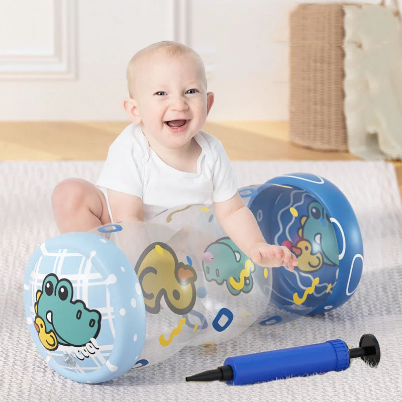 

Montessori Inflatable Roller Crawling Toy Early Sensory Development Toy Games Rattle Ball With Tyre Pump For Babies 6 12 Months