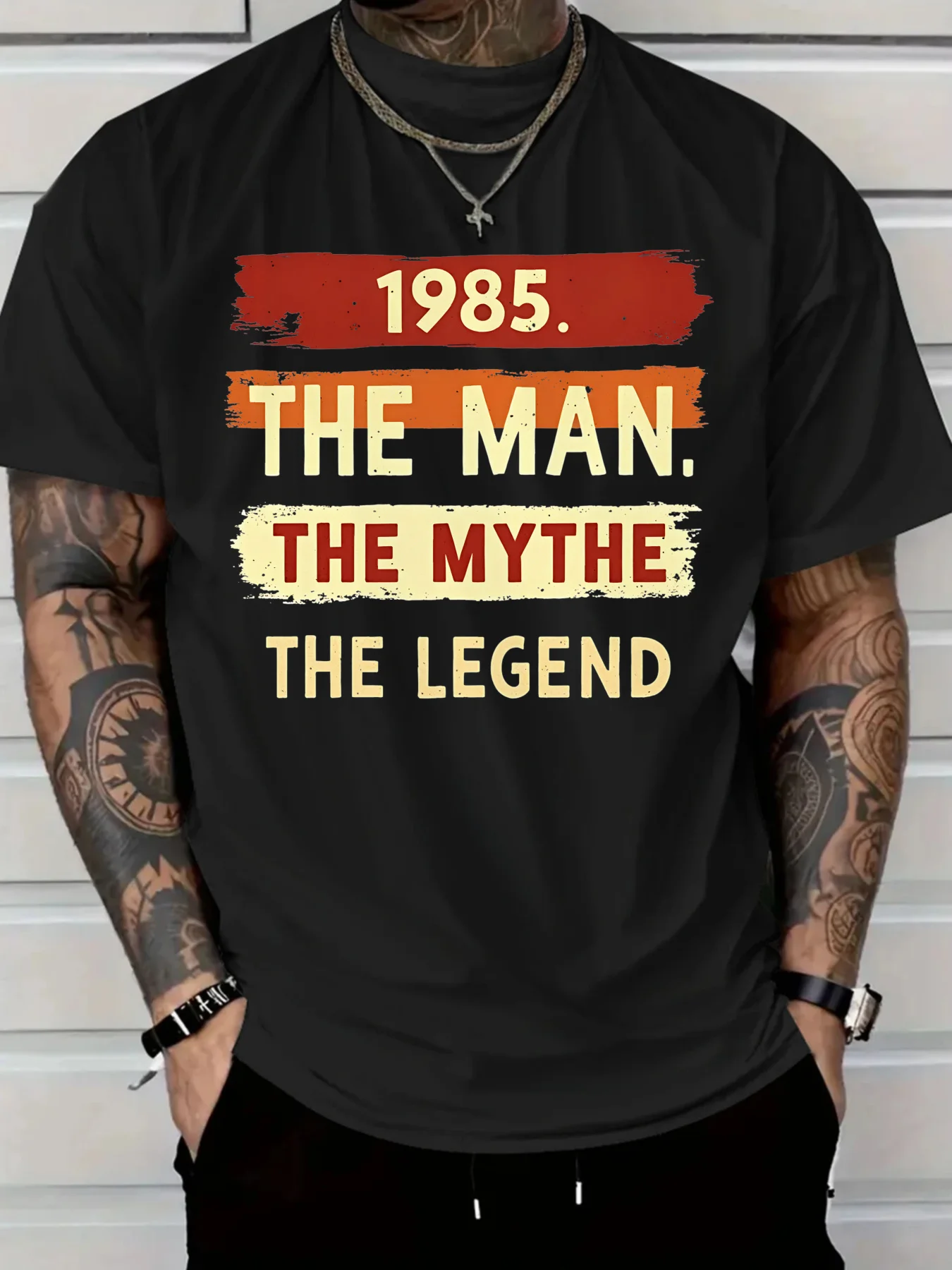 Camiseta gráfica de algodón puro para hombre The Man The Myth The Legend Camiseta informal de manga corta con estampado Ajuste cómodo