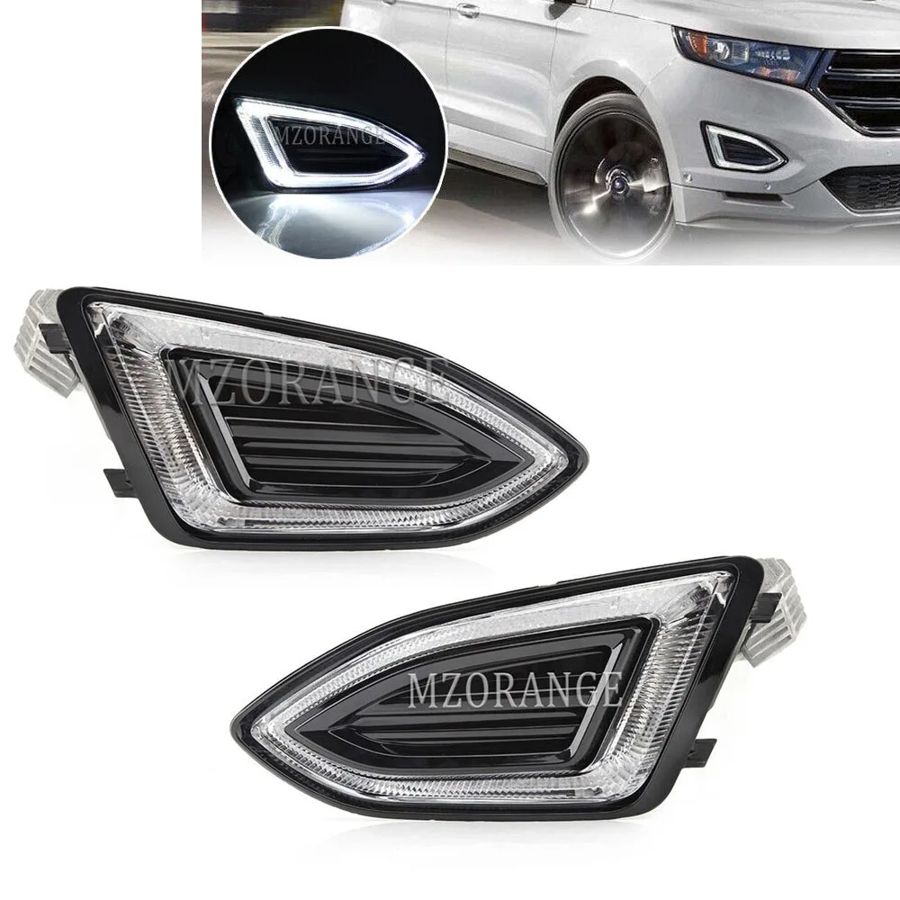 For Ford Edge 2015 2016-2018 LED DRL Headlights Fog Light Foglights Assy Cover Frame Grille Daylights Car Accessories US model