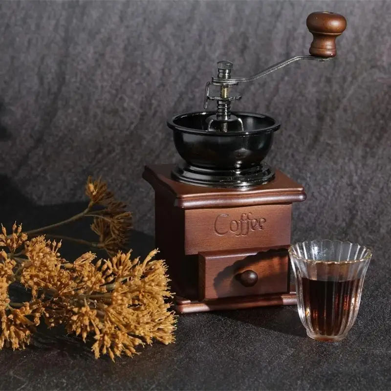 エスプレッソとフレンチプレスのためのマニュアルコーヒー豆グラインダーレトロスタイルのハンドクランク