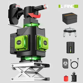 LFINE LASER 360 laser level self-leveling 4D 16 lines green lights professional laser level green cross line construction tools