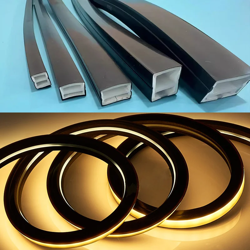 Embedded Black Silicone Neon Tube Strip Light Flexible Silica Gel Channel Diffuser Waterproof Outdoor Linear Lamp WS2811 WS2812B